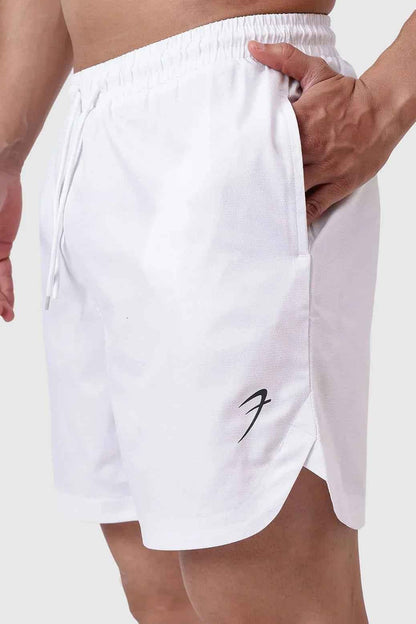 White men's athletic Edge Shorts by Fuaark Nz, stylish and lightweight for active wear and casual sports.