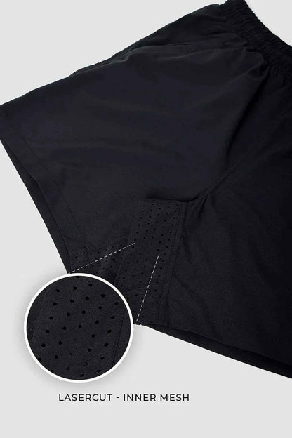 Black Nova Shorts by Fuaark Nz, stylish men's shorts with a modern fit and sleek black design, perfect for casual wear.