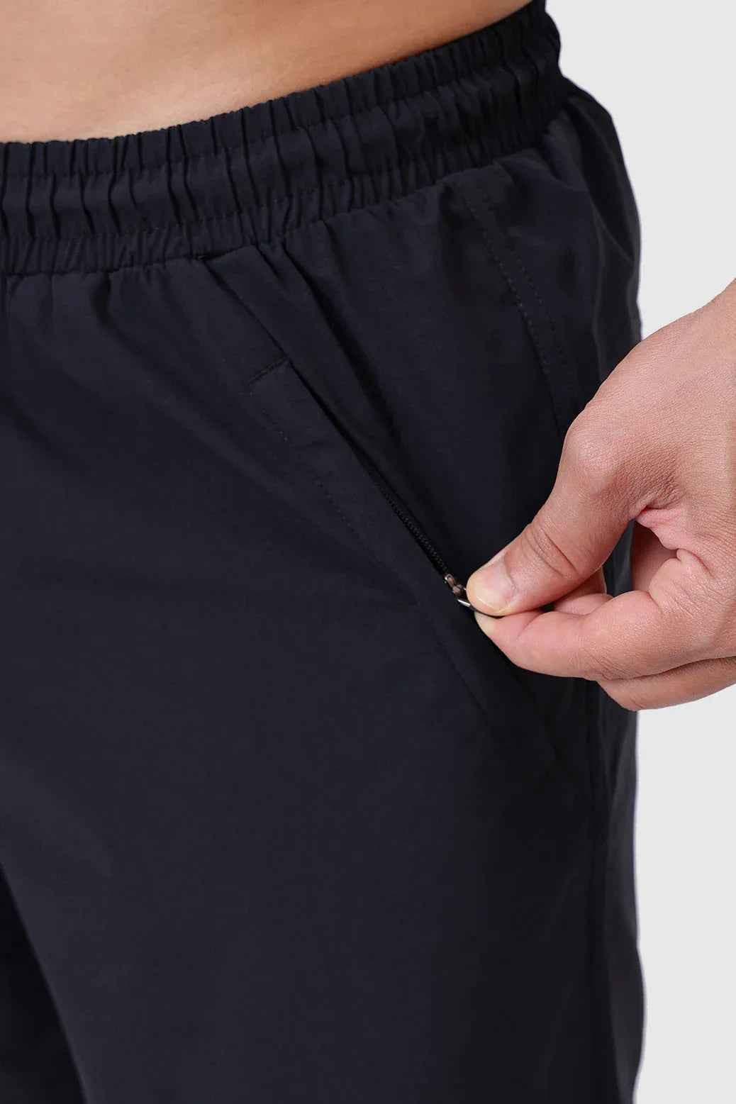 Black Nova Shorts by Fuaark Nz, casual shorts with a sleek design, displayed on a neutral background.