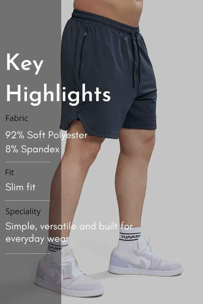 Dark grey Fuaark NZ Rush Shorts for men, showcasing comfortable, casual fit with soft fabric and relaxed style.