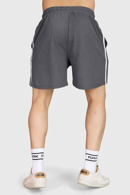 Fuaark NZ Grit Shorts in grey, showcasing casual fit and durable fabric, suitable for outdoor or everyday wear.