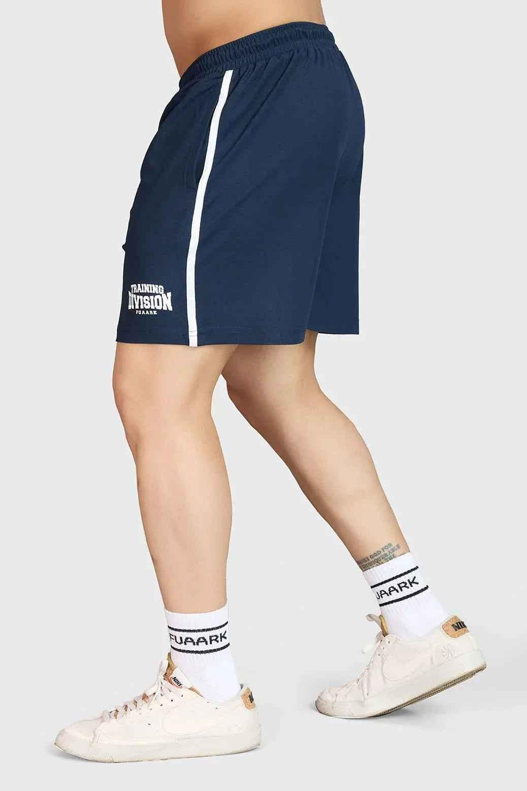 Fuaark Nz Grit Shorts in navy color, casual shorts with a relaxed fit, suitable for everyday wear.