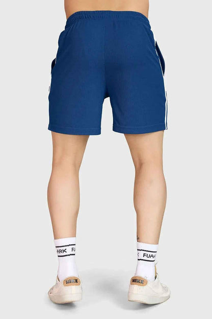 Fuaark NZ Grit Shorts in Orion Blue, casual men's shorts with a relaxed fit and durable fabric, shown in a bright blue color.