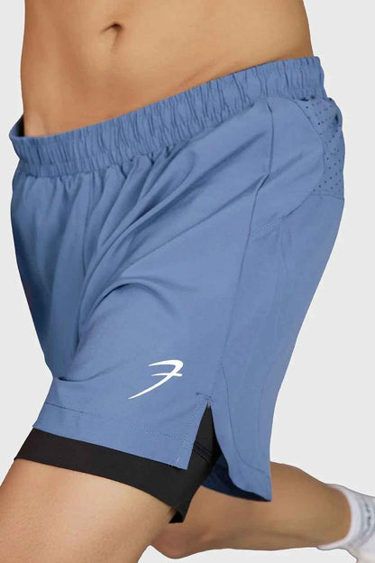 Fuaark Nz Hyper 5-inch light grey running shorts with elastic waistband and breathable fabric for active wear.