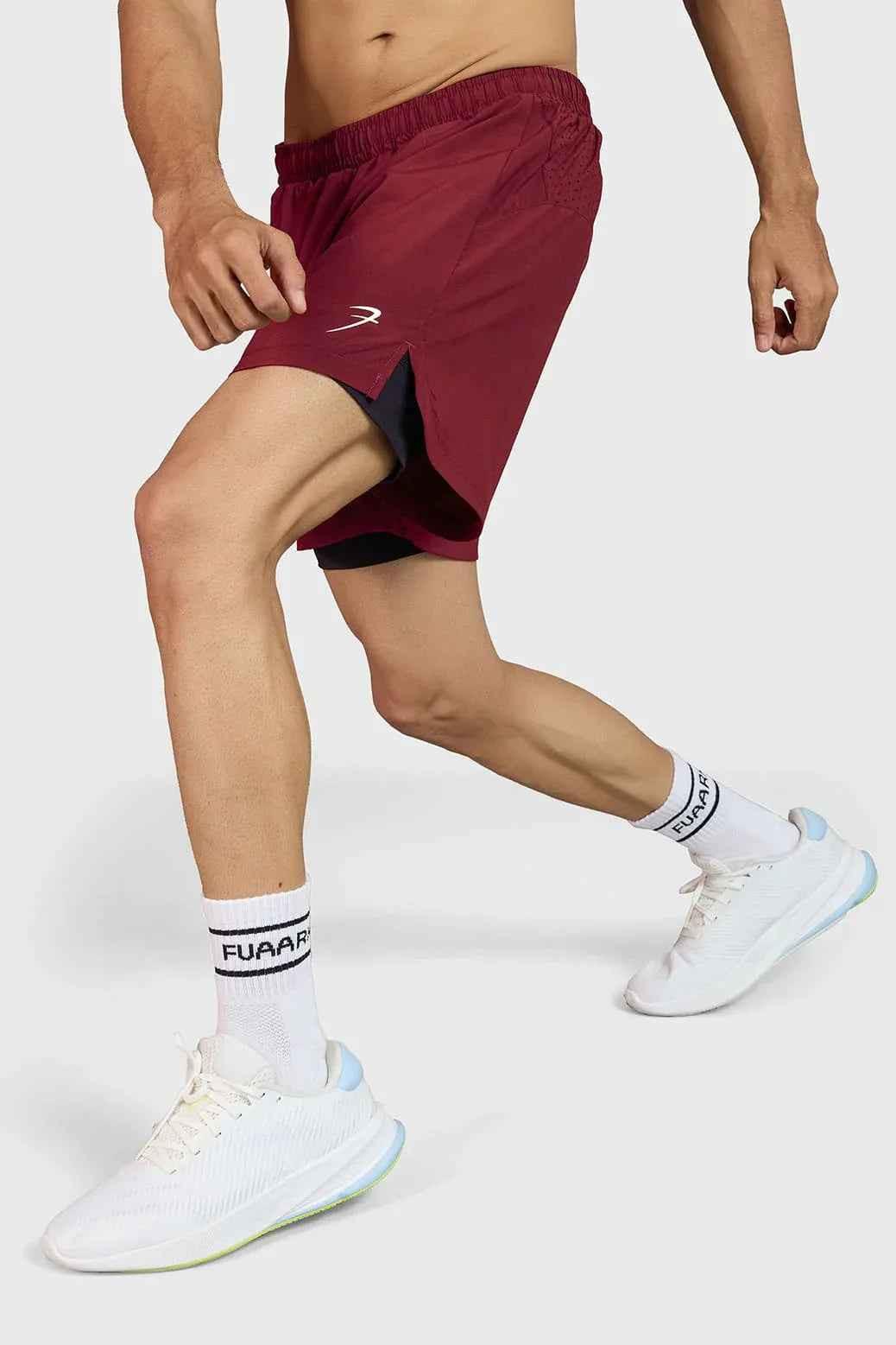 Maroon Hyper 5-inch running shorts by Fuaark NZ, lightweight athletic shorts with a comfortable fit for running.