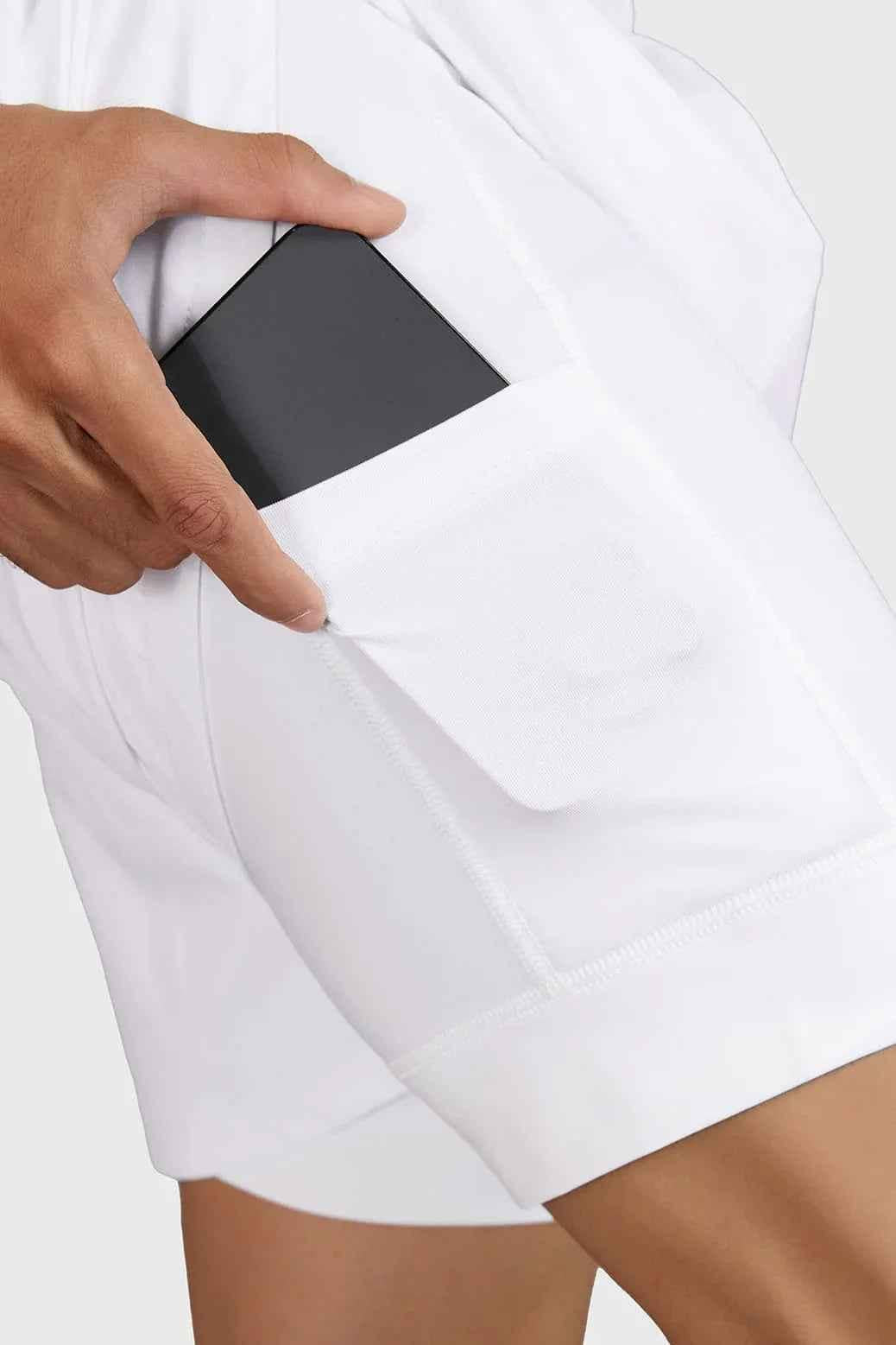Fuaark NZ Hyper 5-inch white running shorts with lightweight fabric and comfortable fit for athletic performance.