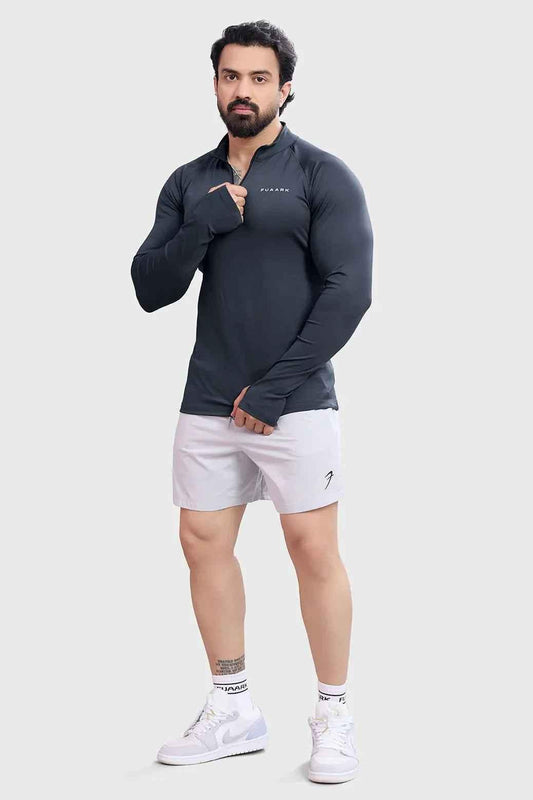 Light grey Thread Shorts by Fuaark Nz, casual athletic shorts with comfortable fit and stylish design for active wear.