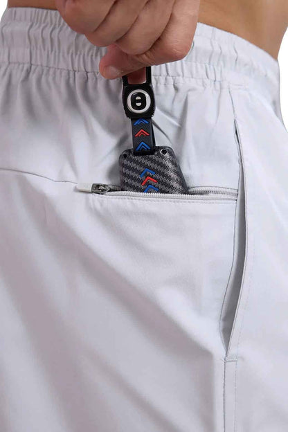 Light grey Thread Shorts by Fuaark Nz, casual activewear shorts with a comfortable fit for outdoor and gym workouts.