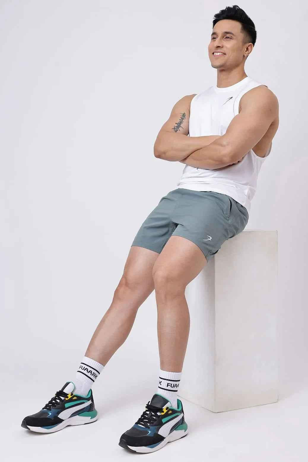 Forest green Nova shorts by Fuaark Nz, casual men's shorts with a relaxed fit and adjustable waistband.