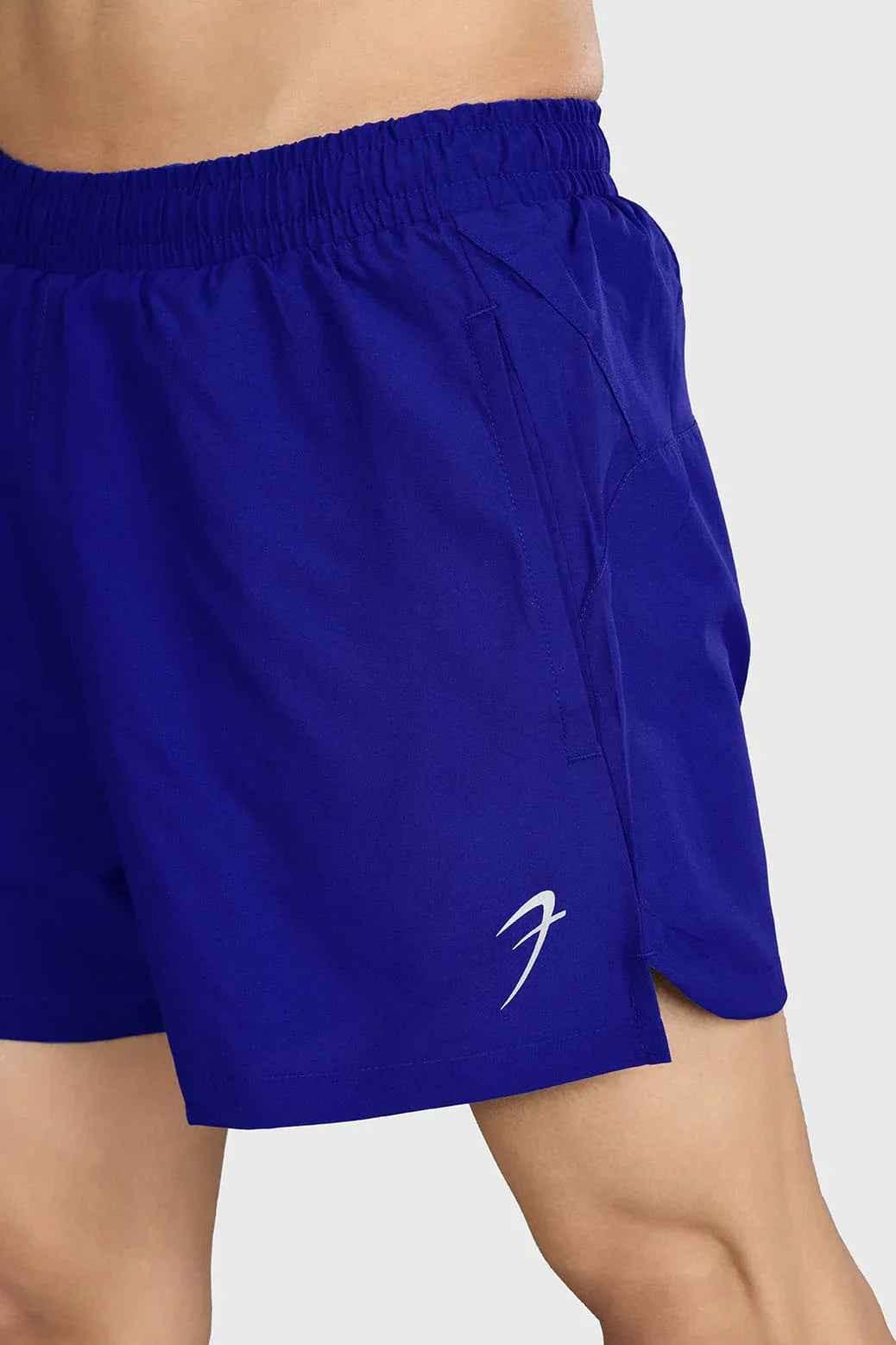Blue Pulse 4-inch running shorts by Fuaark NZ, lightweight athletic shorts with a comfortable fit for running and training.