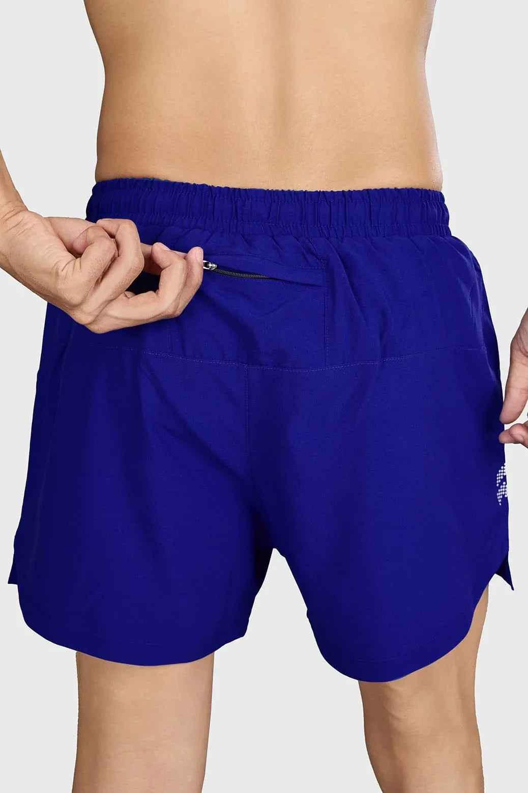 Blue Pulse 4-inch running shorts by Fuaark NZ, lightweight athletic shorts with a comfortable fit and breathable fabric.