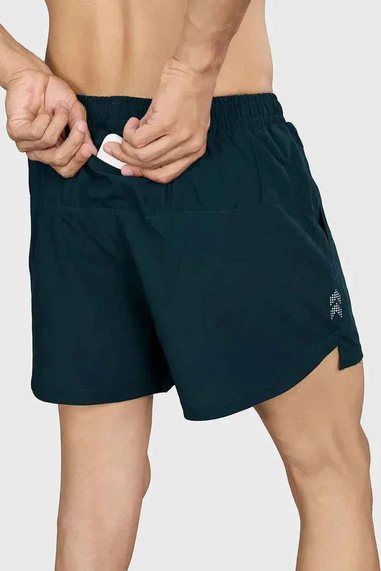 Deep green Pulse 4-inch running shorts by Fuaark NZ, lightweight athletic shorts with a comfortable fit for running.
