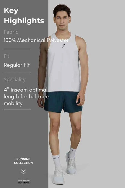 Deep green Pulse 4-inch running shorts by Fuaark Nz, lightweight athletic shorts with a comfortable fit.