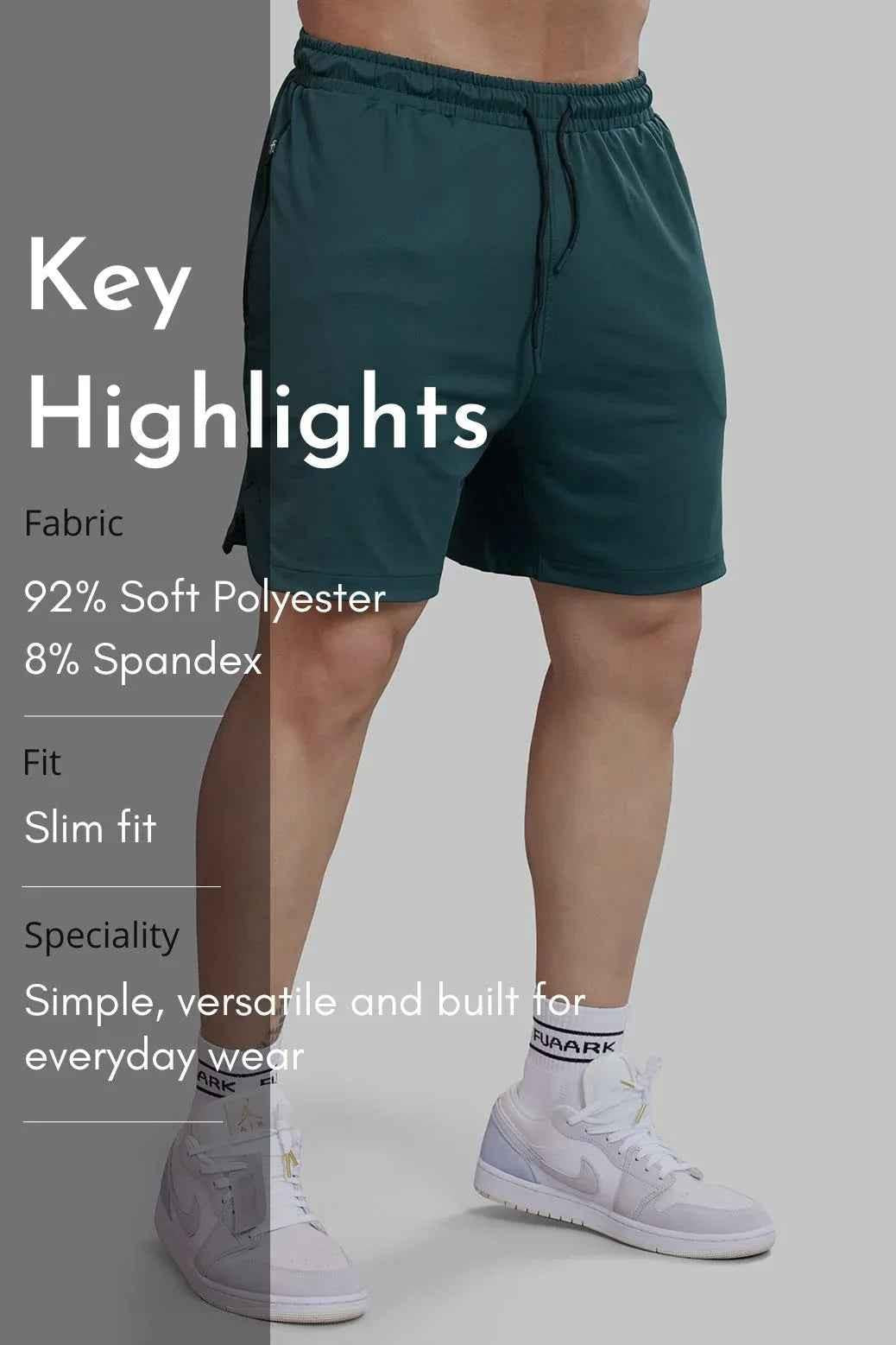 Forest green Rush Shorts by Fuaark Nz featuring a casual fit and comfortable design, ideal for active wear and everyday style.