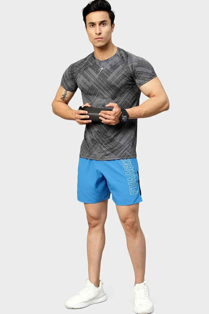 Sky blue Fuaark Nz studio shorts for women, featuring a comfortable fit and stylish design perfect for casual wear.