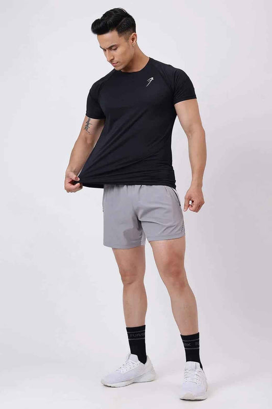 Light grey Snap Colourblock Shorts by Fuaark Nz, featuring a stylish colorblock design and casual fit.