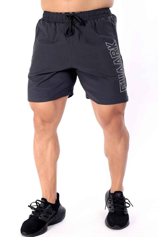 Fuaark Nz Studio Shorts in grey laid flat, showing their casual fit and soft fabric for comfortable everyday wear.