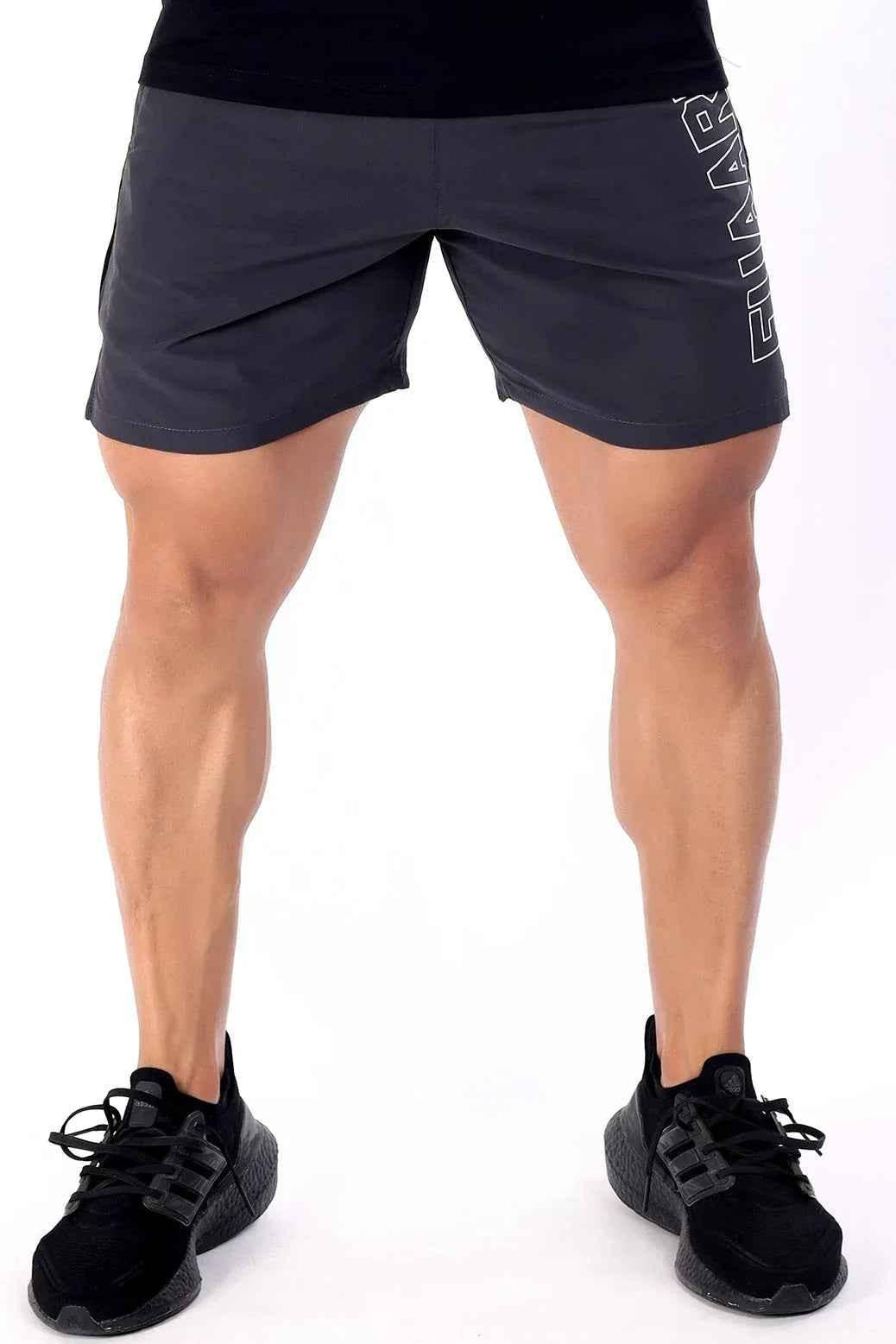 Fuaark NZ Studio Shorts in grey, casual men's shorts with a relaxed fit and drawstring waist, ideal for comfort and style.