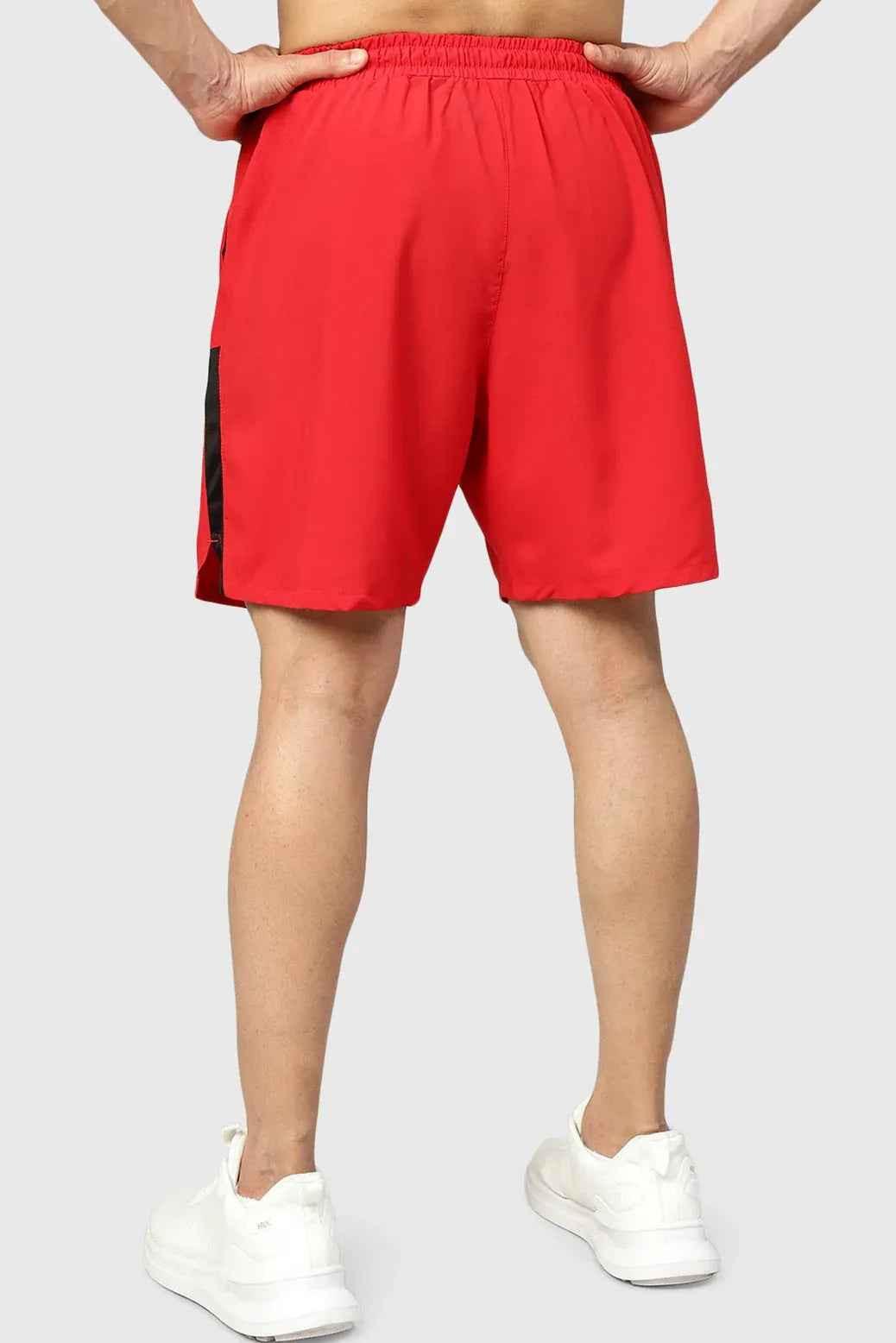 Red Studio Shorts by Fuaark Nz, casual shorts with a relaxed fit, displayed on a neutral background for comfortable style.