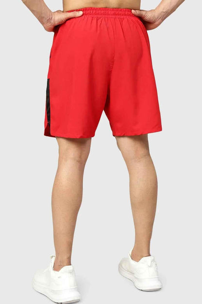 Red Studio Shorts by Fuaark Nz, casual shorts with a relaxed fit, displayed on a neutral background for comfortable style.