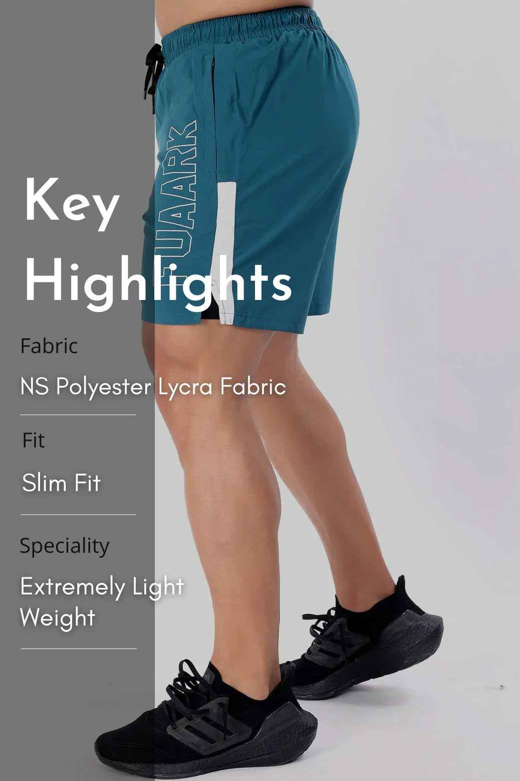 Fuaark Nz Studio Shorts in teal color, casual men's shorts with a comfortable fit and stylish design.