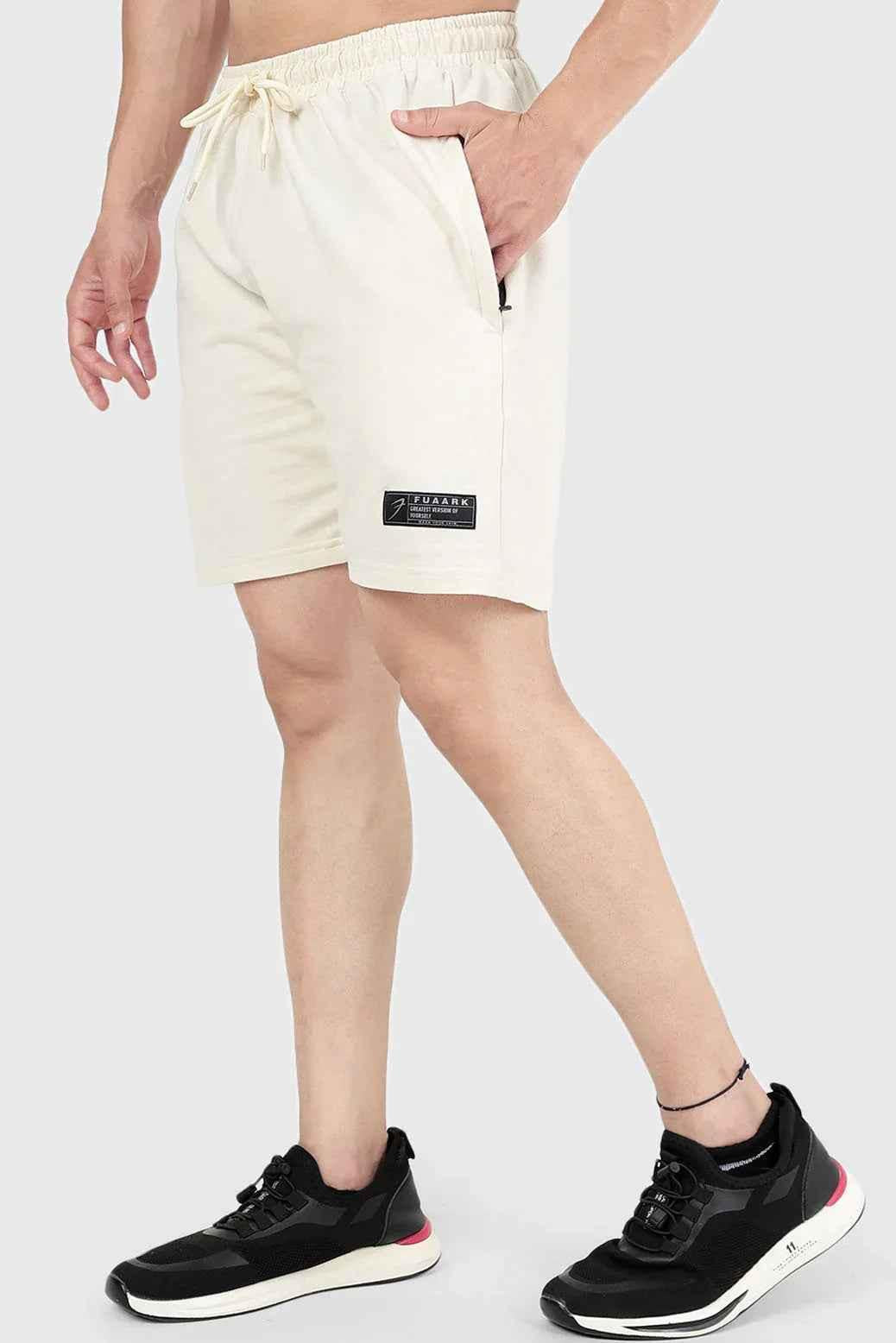 Beige Fuaark Nz Venture Shorts displayed flat, showing lightweight fabric and casual fit for outdoor or everyday wear.