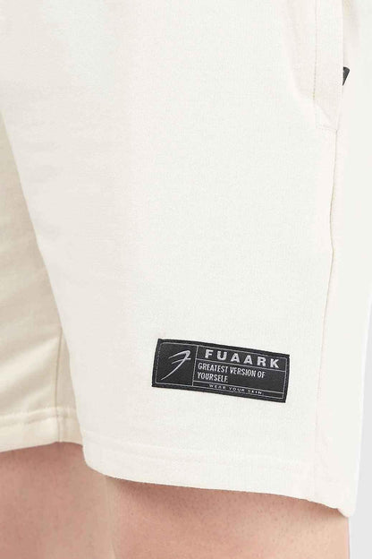Beige Fuaark Nz Venture Shorts laid flat, showing lightweight fabric and simple design, ideal for casual wear.
