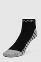 Black and grey Fuaark Nz Legacy ankle socks displayed on a white background.