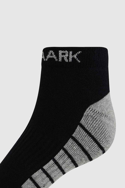 Black and grey Legacy ankle socks by Fuaark Nz, casual and comfortable sock design for everyday wear.