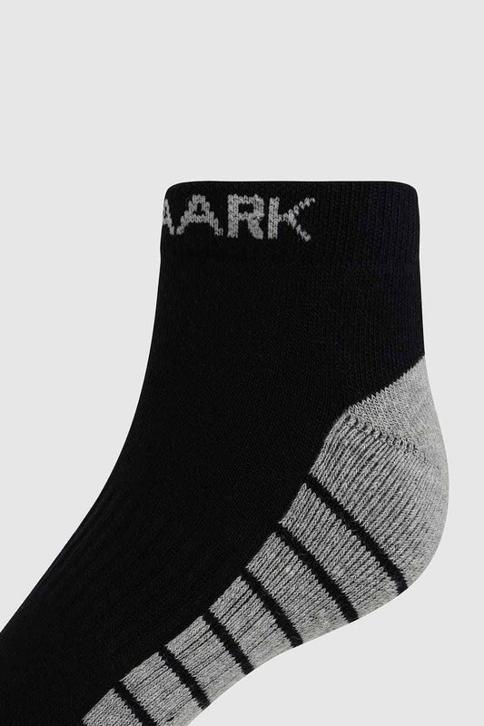 Black and grey Legacy ankle socks by Fuaark Nz, casual and comfortable sock design for everyday wear.