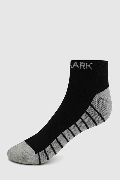 Black and grey Fuaark Nz Legacy ankle socks, soft and comfortable cotton socks for everyday wear.