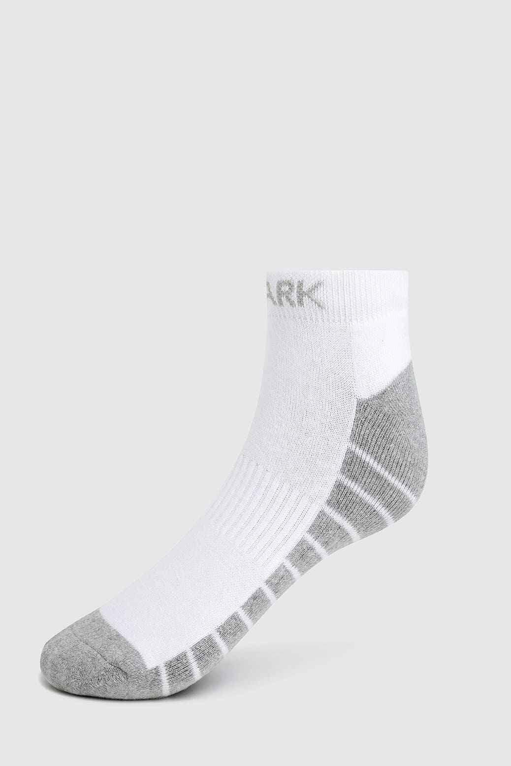 Fuaark Nz Legacy ankle socks in white and grey, casual crew length, soft fabric, comfortable for everyday wear.