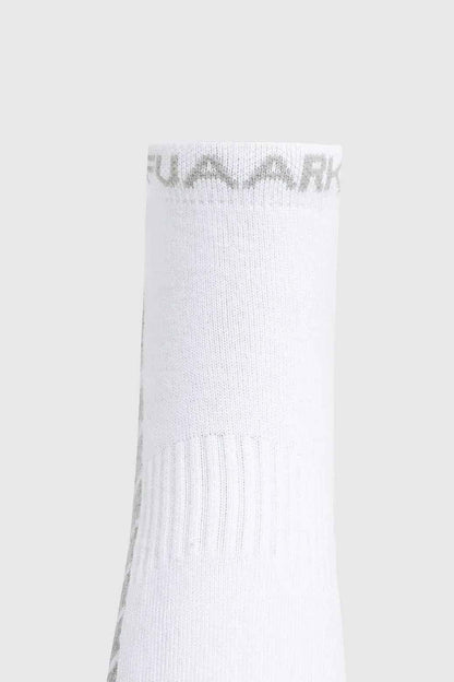 White and grey Fuaark Nz Legacy ankle socks, soft cotton blend, featuring ribbed cuffs and comfortable fit.