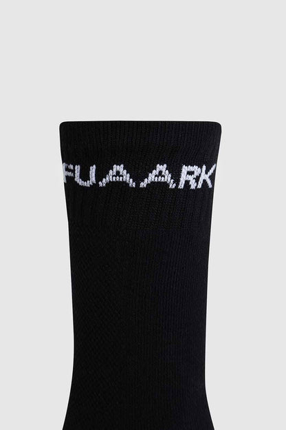 Black Legacy Crew Socks by Fuaark NZ, showing a close-up of soft, comfortable cotton crew socks with reinforced heel and toe.