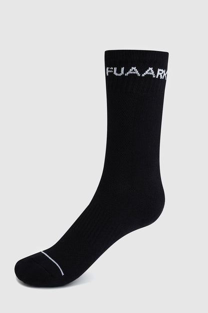 Black Legacy Crew Socks by Fuaark NZ featuring a snug fit and soft fabric for comfortable everyday wear.