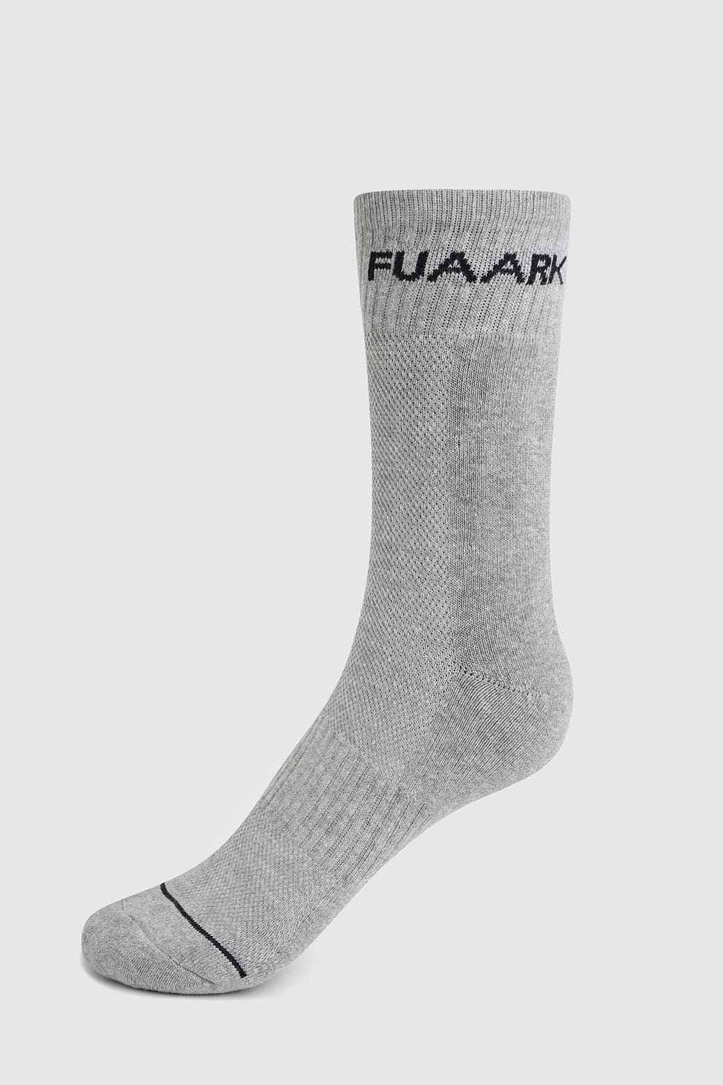 Grey Legacy Crew Socks by Fuaark Nz featuring a comfortable crew length and soft fabric for everyday wear.