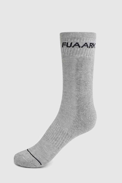 Grey Legacy Crew Socks by Fuaark Nz featuring a comfortable crew length and soft fabric for everyday wear.