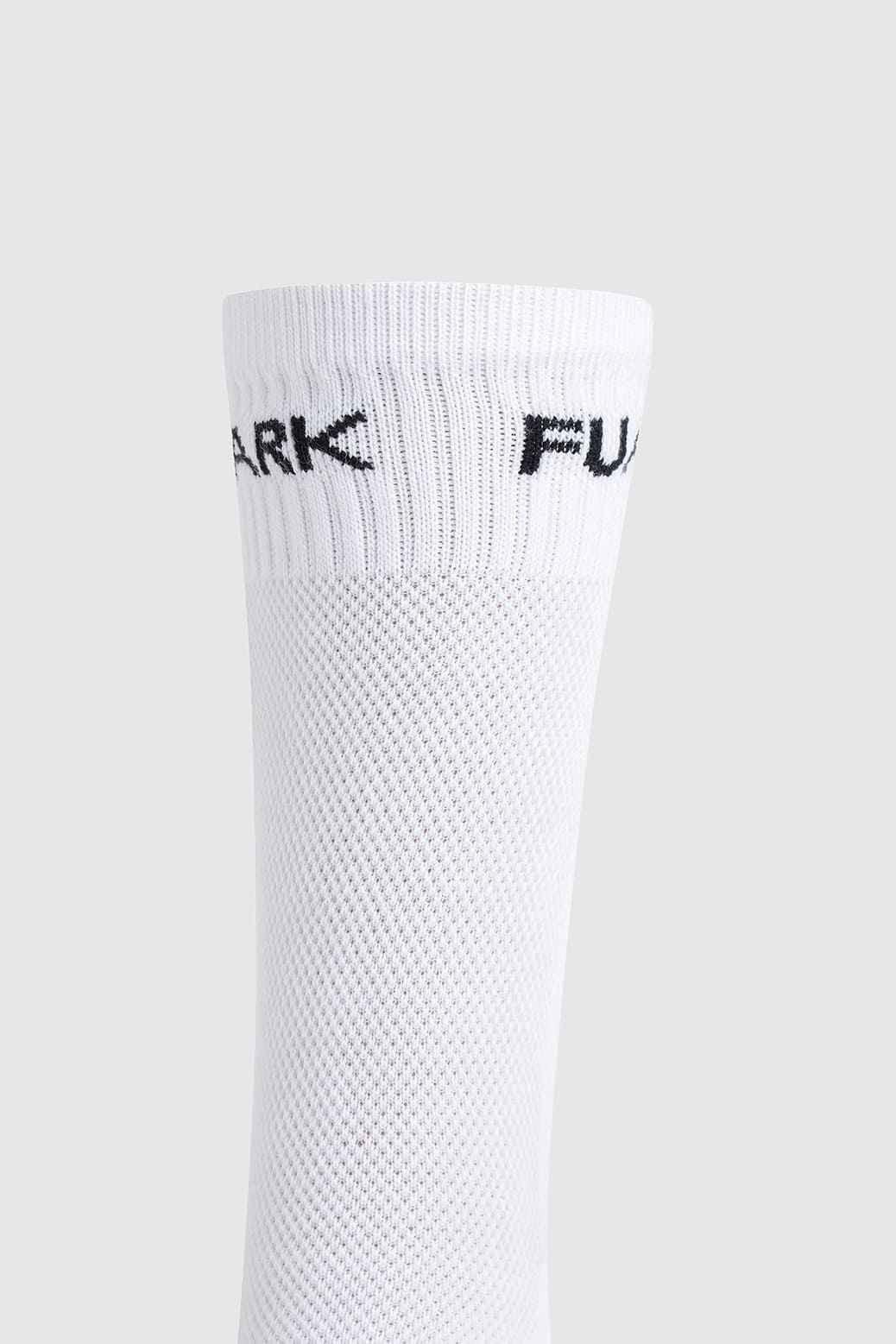 White Legacy Crew Socks by Fuaark Nz featuring a classic crew length and soft, comfortable fabric.