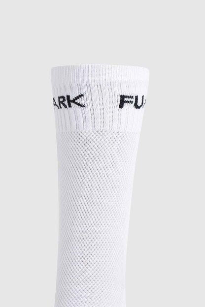 White Legacy Crew Socks by Fuaark Nz featuring a classic crew length and soft, comfortable fabric.