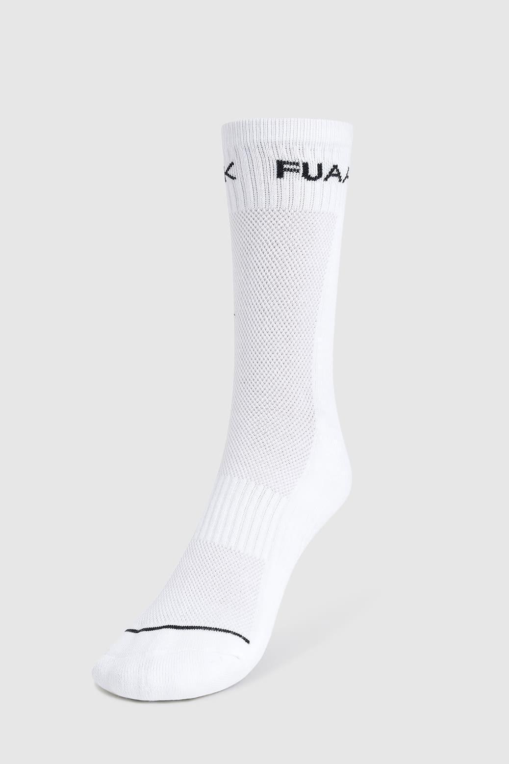 White Legacy Crew Socks by Fuaark NZ, featuring a comfortable crew length and soft fabric for everyday wear.