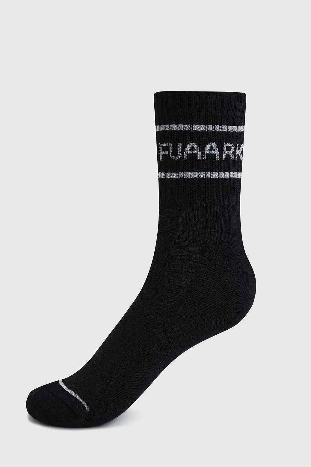 Black and white Legacy Quarter Socks by Fuaark NZ, showing the stylish sock design and comfortable fit.