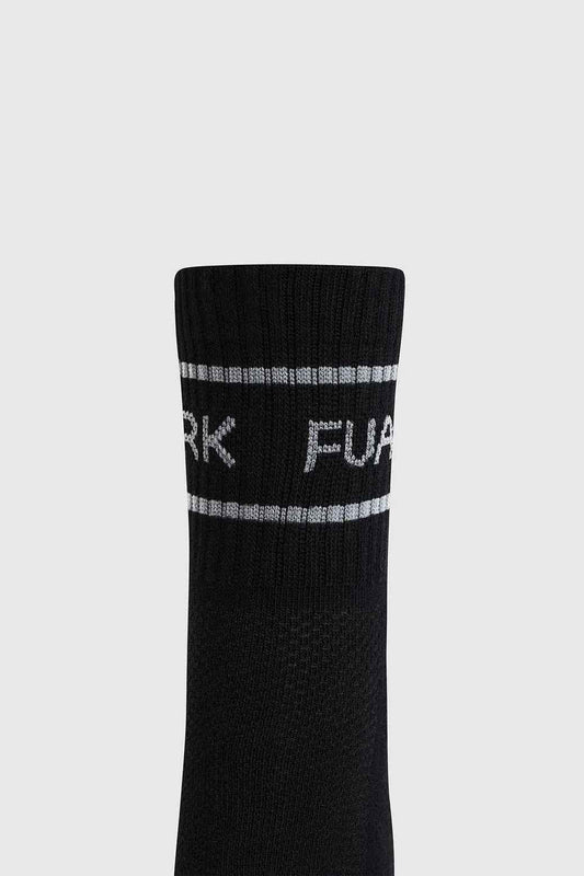 Black and white Legacy Quarter Socks by Fuaark Nz featuring a classic design and comfortable fit.