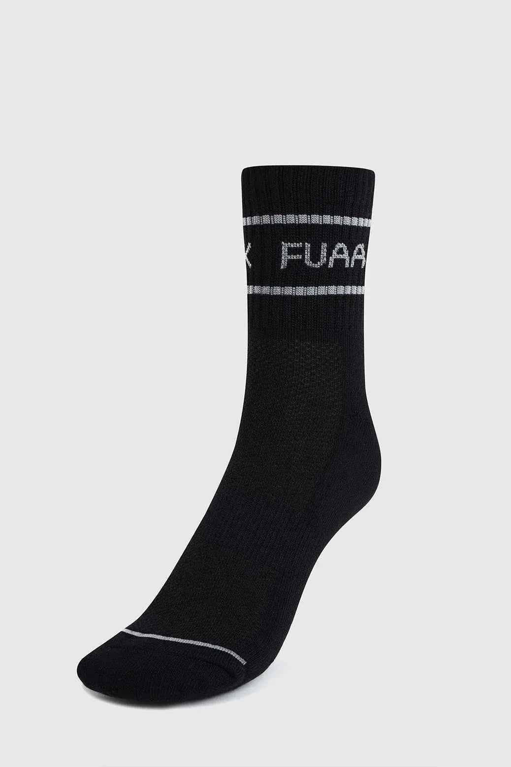 Black and white Legacy Quarter Socks by Fuaark Nz featuring a classic design and comfortable fit.