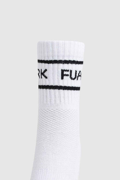 Fuaark Nz Legacy Quarter Socks in white and black, showcasing comfortable crew-length socks with stylish color contrast.