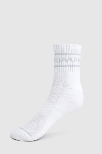 Fuaark Nz Legacy Quarter Socks in white and grey with a comfortable fit and stylish design, suitable for casual wear.