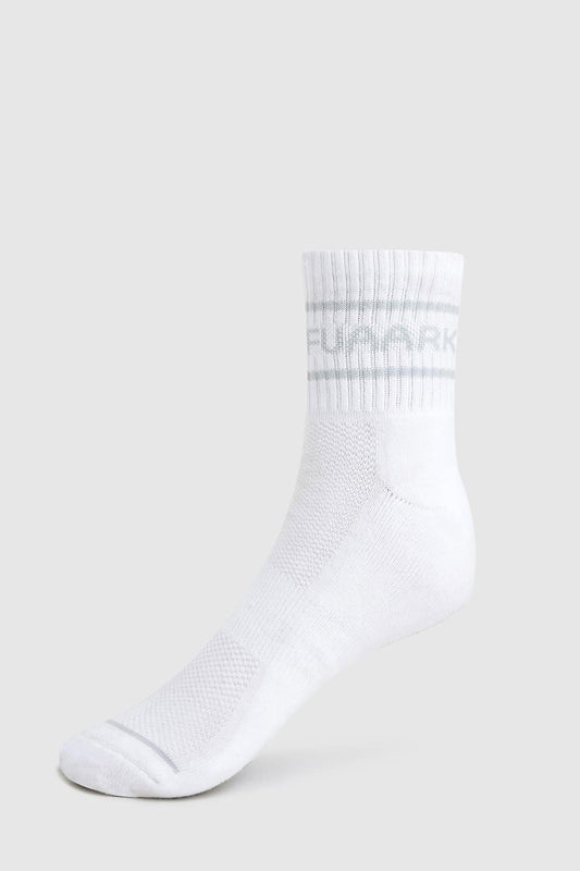 Fuaark Nz Legacy Quarter Socks in white and grey with a comfortable fit and stylish design, suitable for casual wear.