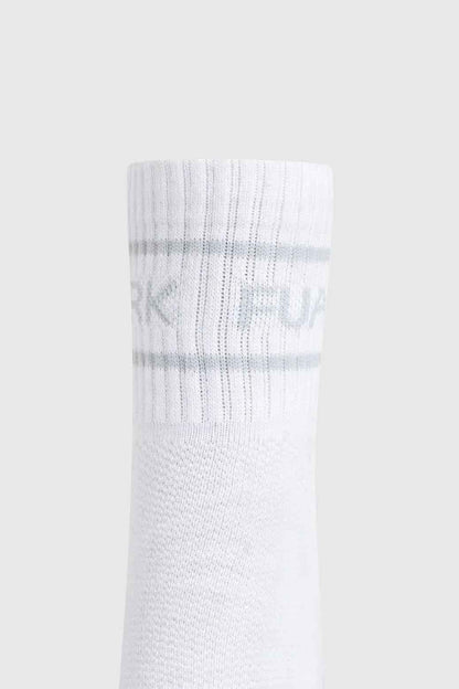 Fuaark Nz Legacy Quarter Socks in white and grey, showcasing the comfortable knit fabric and classic design.