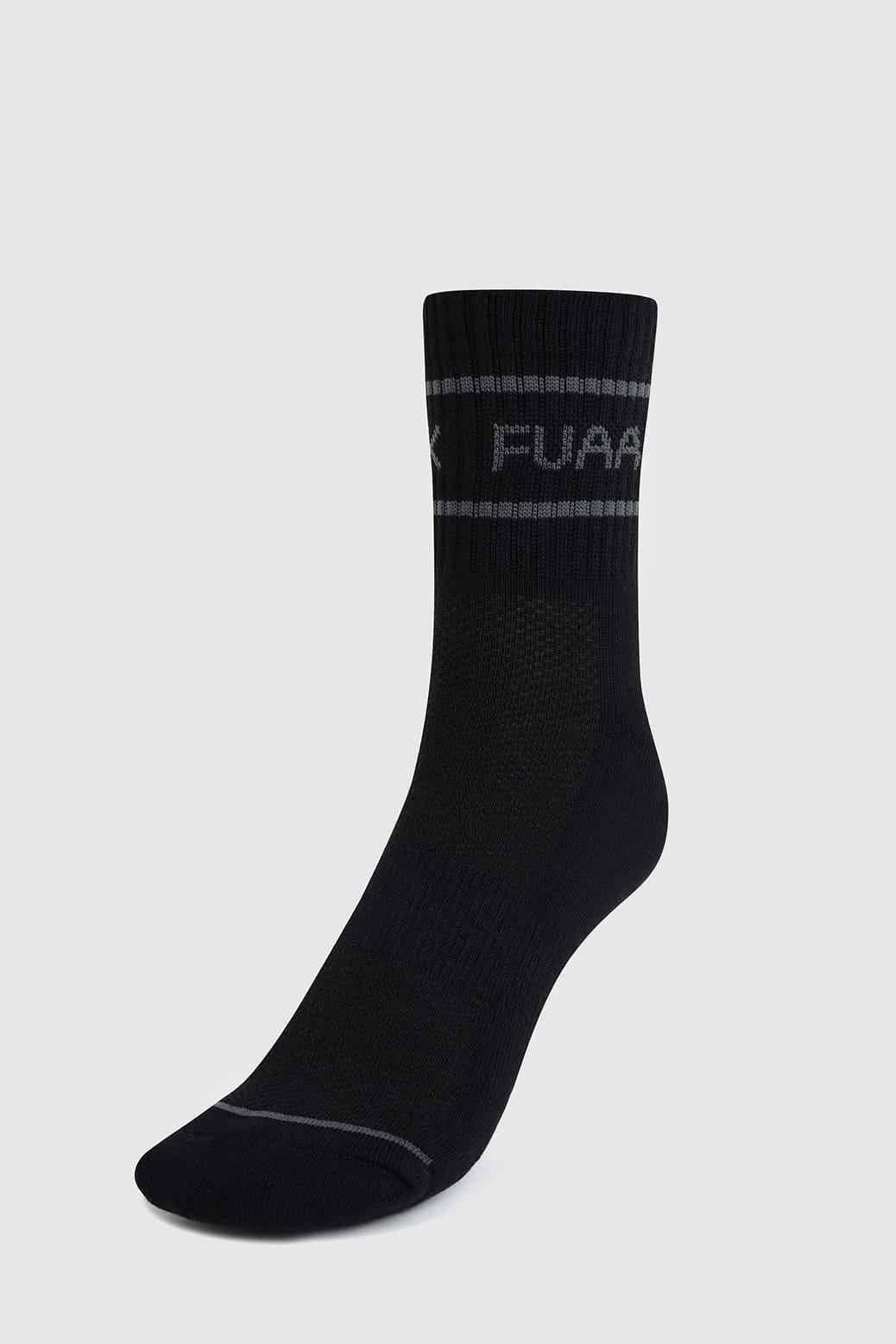 Black quarter socks by Fuaark Nz, showcasing a close-up of soft, comfortable fabric and stylish design for everyday wear.