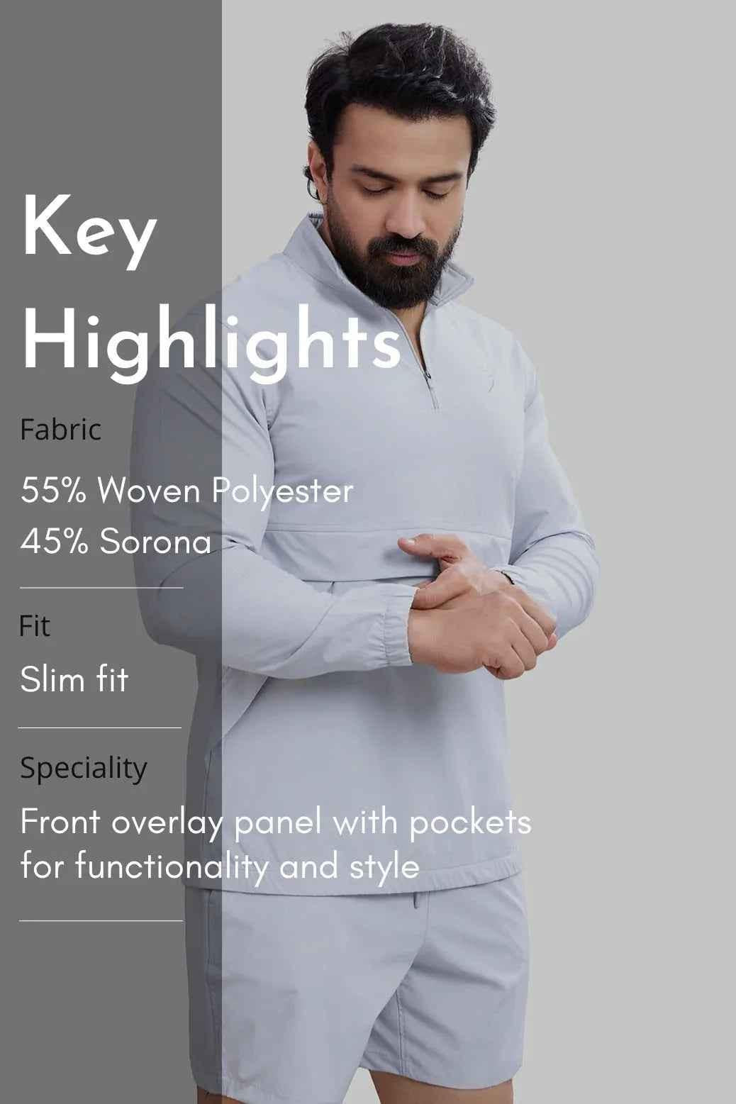 Light grey Fuaark Nz sweater featuring a stylish thread design, perfect for casual and comfortable wear.