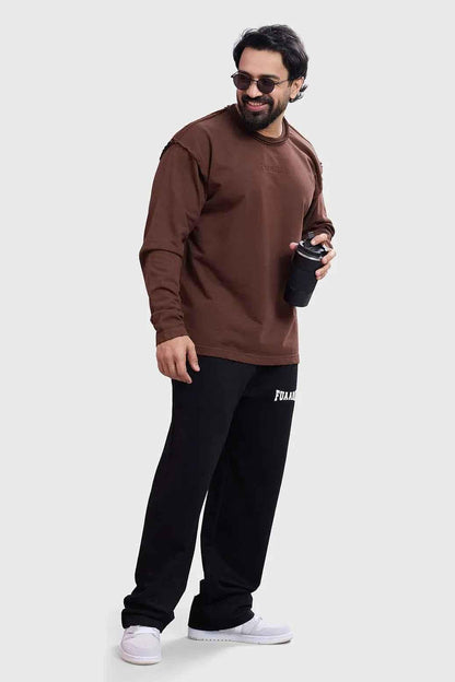 Brown Shell Raw Sweatshirt by Fuaark NZ, featuring a comfortable fit with soft fabric and stylish design.